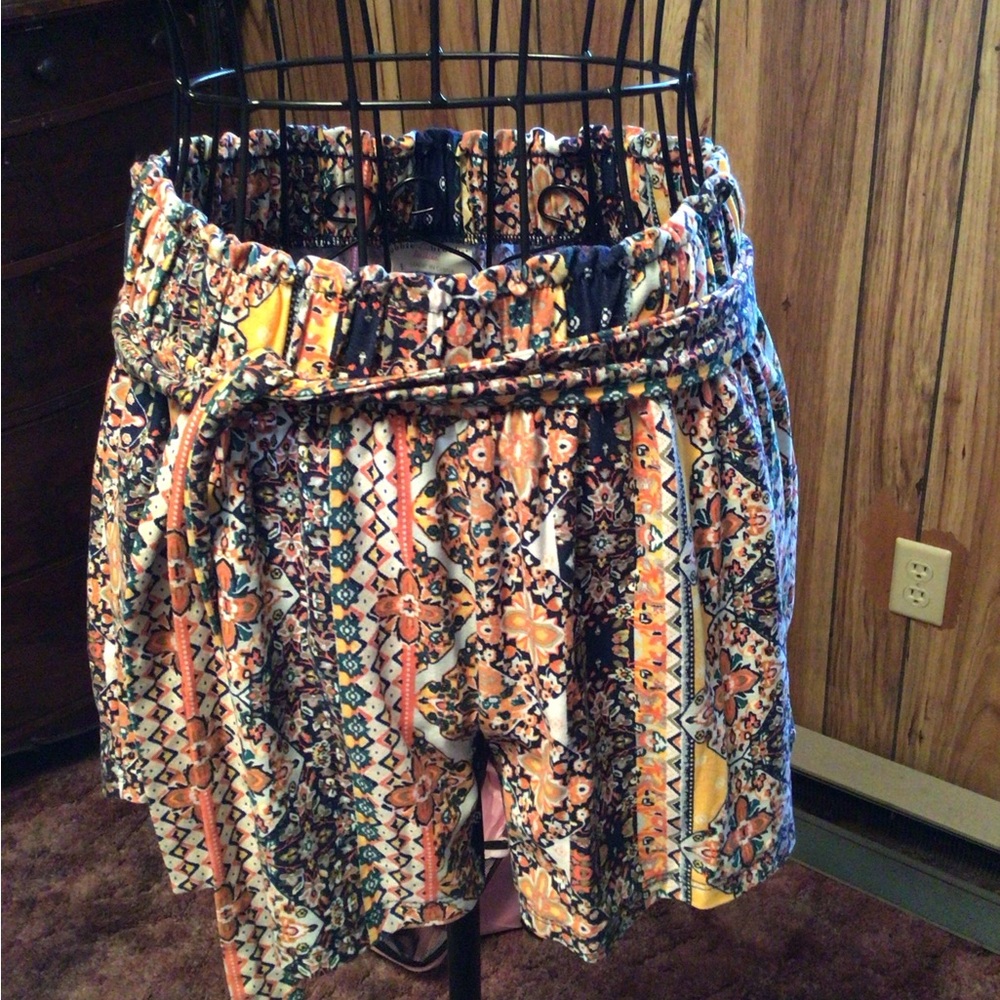 Bobbie Brooks High Waist Orange and Blue Shorts